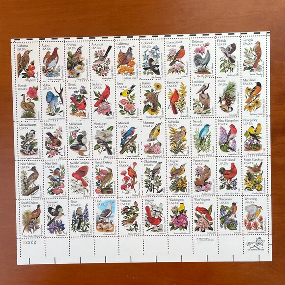1981 U.S.A. 20c 50-States Flower/Bird Stamps Sheet & Folder - Perfect - Picture 3 of 7